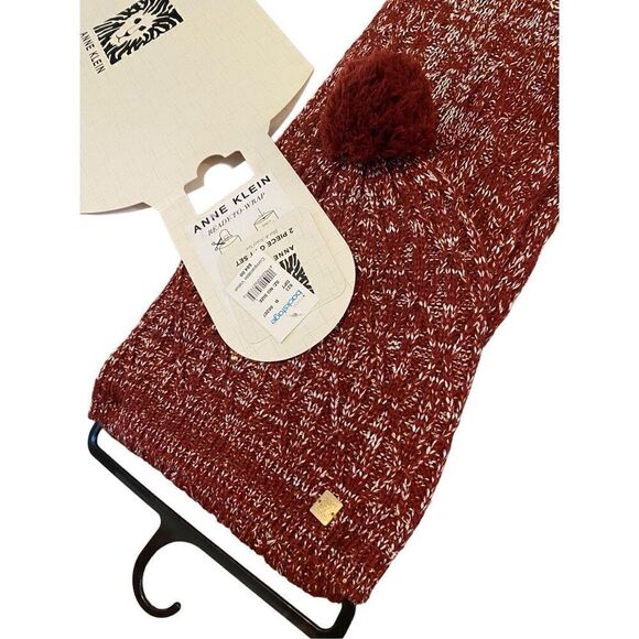 Nwt Anne Klein Knit Scarf Hat Set Winter Snow Snowboarding Ski - Picture 6 of 9